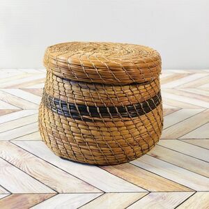 Small Mexican Woven Basket with Lid